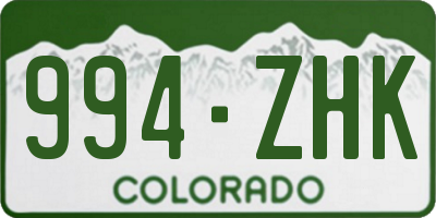 CO license plate 994ZHK