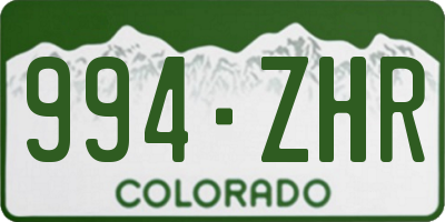 CO license plate 994ZHR