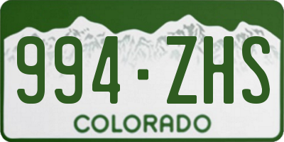 CO license plate 994ZHS