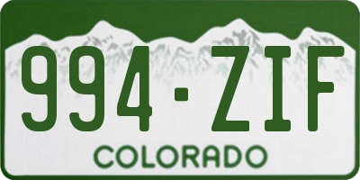 CO license plate 994ZIF
