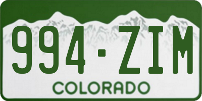 CO license plate 994ZIM