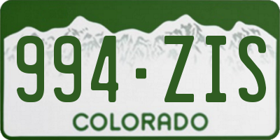 CO license plate 994ZIS