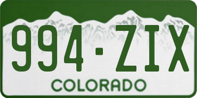 CO license plate 994ZIX