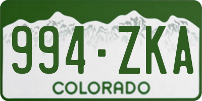 CO license plate 994ZKA