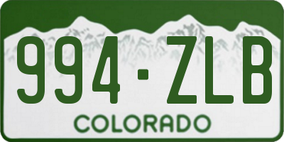 CO license plate 994ZLB
