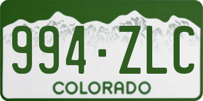 CO license plate 994ZLC