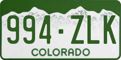 CO license plate 994ZLK