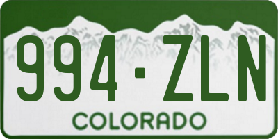 CO license plate 994ZLN