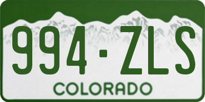 CO license plate 994ZLS