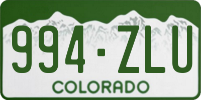 CO license plate 994ZLU