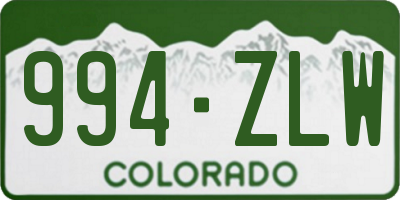 CO license plate 994ZLW