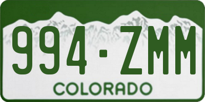 CO license plate 994ZMM