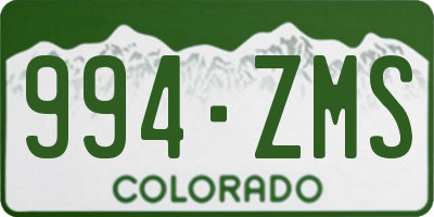 CO license plate 994ZMS
