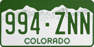 CO license plate 994ZNN