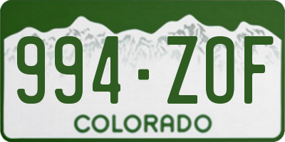 CO license plate 994ZOF