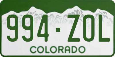 CO license plate 994ZOL