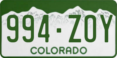 CO license plate 994ZOY
