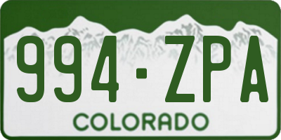 CO license plate 994ZPA