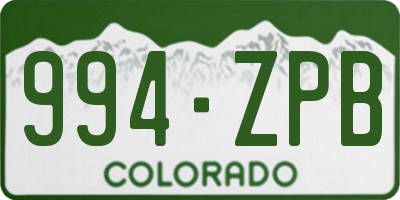 CO license plate 994ZPB