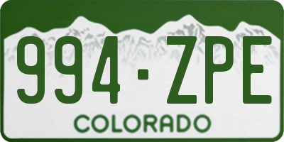 CO license plate 994ZPE