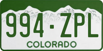CO license plate 994ZPL