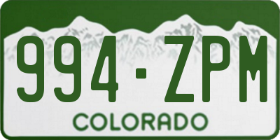 CO license plate 994ZPM
