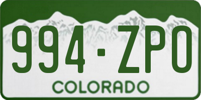 CO license plate 994ZPO
