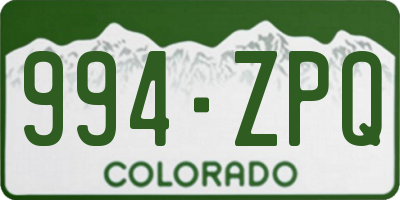 CO license plate 994ZPQ