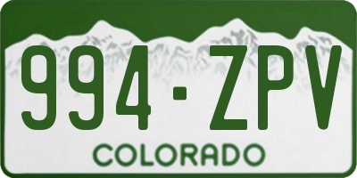 CO license plate 994ZPV
