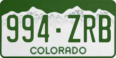 CO license plate 994ZRB