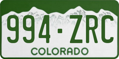 CO license plate 994ZRC