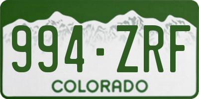 CO license plate 994ZRF