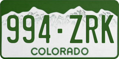 CO license plate 994ZRK