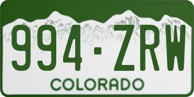 CO license plate 994ZRW