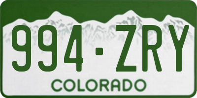 CO license plate 994ZRY