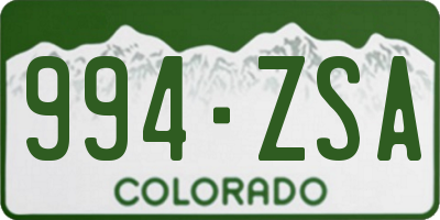 CO license plate 994ZSA