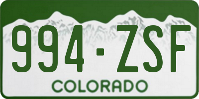 CO license plate 994ZSF
