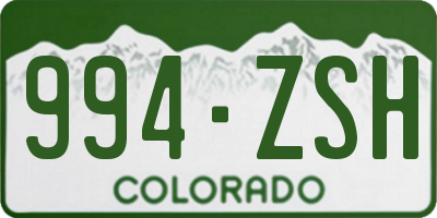 CO license plate 994ZSH