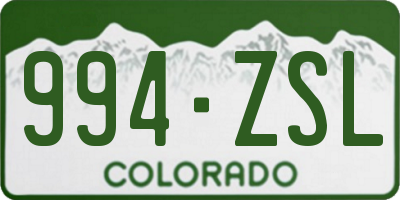CO license plate 994ZSL