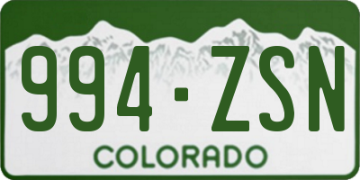 CO license plate 994ZSN