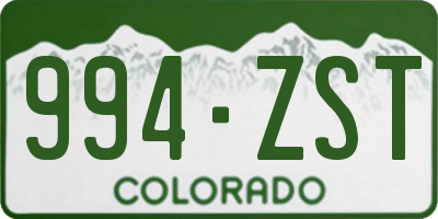 CO license plate 994ZST