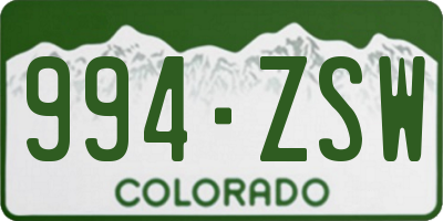 CO license plate 994ZSW
