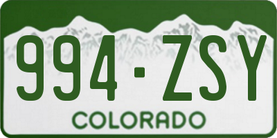CO license plate 994ZSY