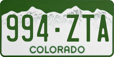 CO license plate 994ZTA