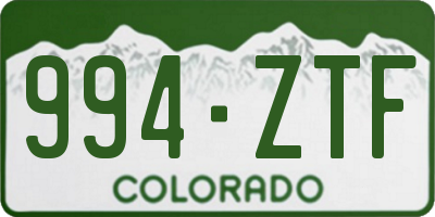 CO license plate 994ZTF
