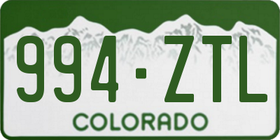 CO license plate 994ZTL