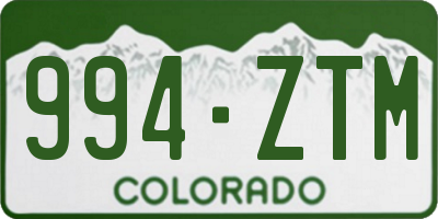 CO license plate 994ZTM