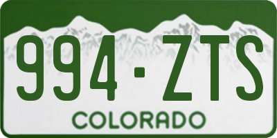 CO license plate 994ZTS