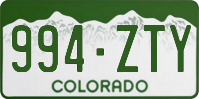 CO license plate 994ZTY