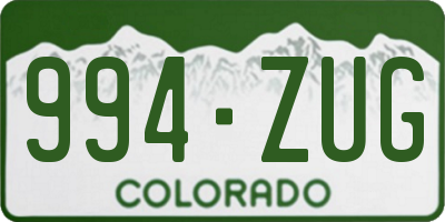CO license plate 994ZUG